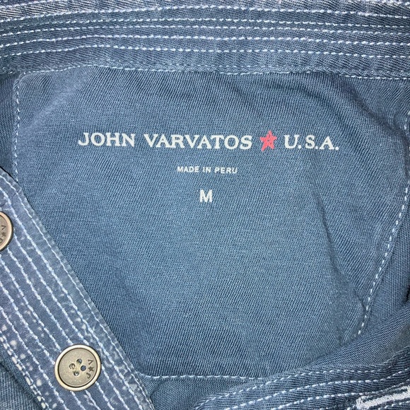 John Varvatos Men's Long Sleeve Hawke Pigment Rub Henley Shirt Blue Medium - Picture 5 of 5